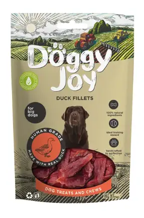 Купить doggy joy лакомство для собак крупных пород, утиные полоски